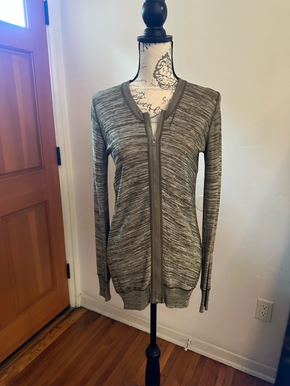 Alexander Wang Olive Marled Zip-Front Women's Cardigan